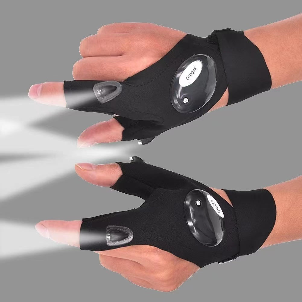 Fingerless LED Flashlight Gloves for Outdoor Work by HitMyNeed