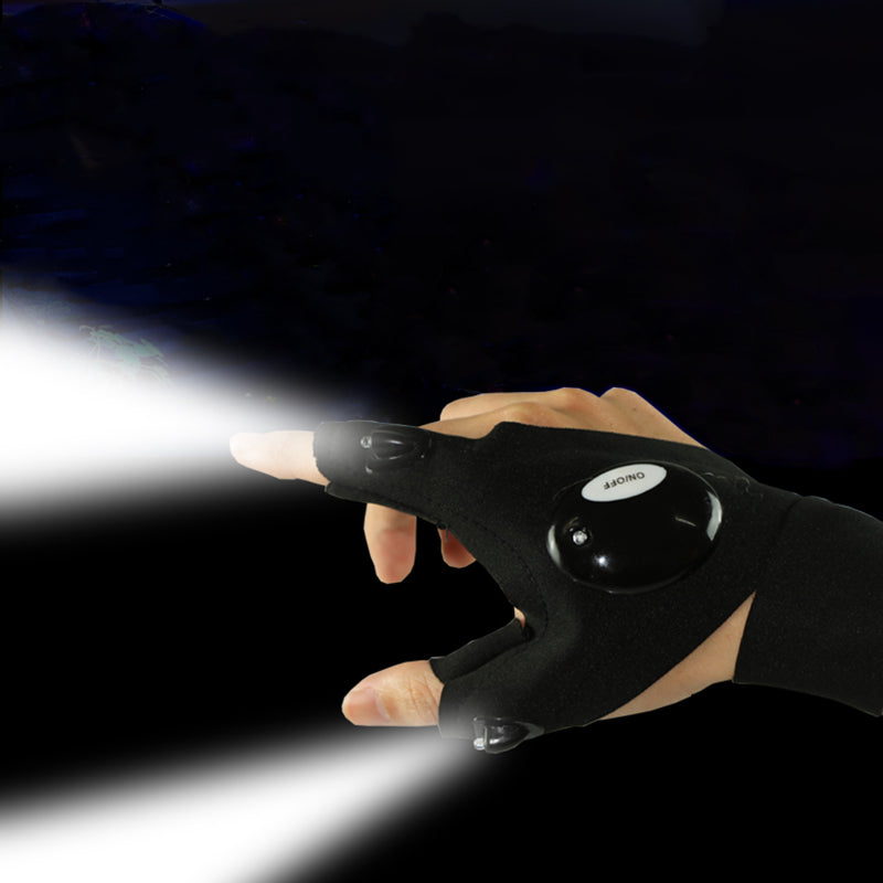 Fingerless LED Flashlight Gloves for Outdoor Work by HitMyNeed