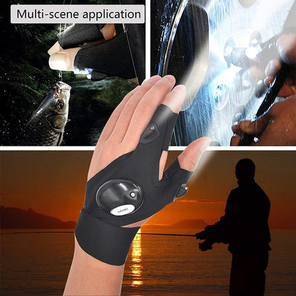 Fingerless LED Flashlight Gloves for Outdoor Work by HitMyNeed