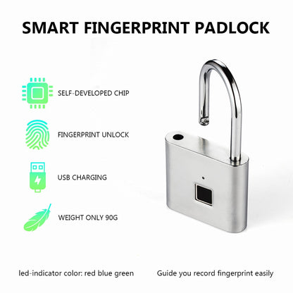 Fingerprint Smart Padlock with USB Rechargeable Battery by HitMyNeed