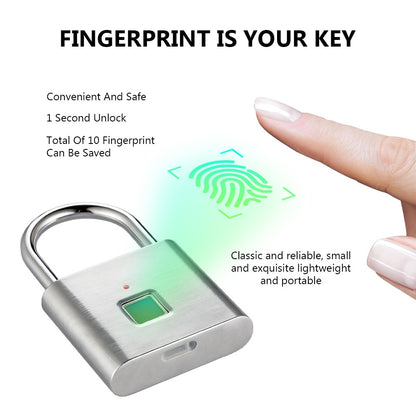 Fingerprint Smart Padlock with USB Rechargeable Battery by HitMyNeed