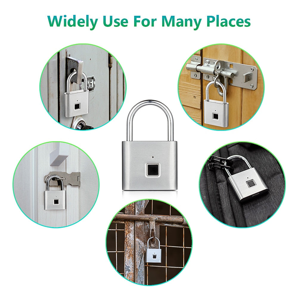 Fingerprint Smart Padlock with USB Rechargeable Battery by HitMyNeed