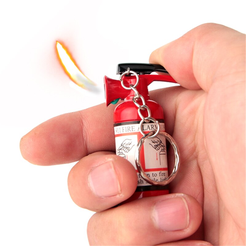 Fire Extinguisher Lighter Keychain with Butane Refill by HitMyNeed