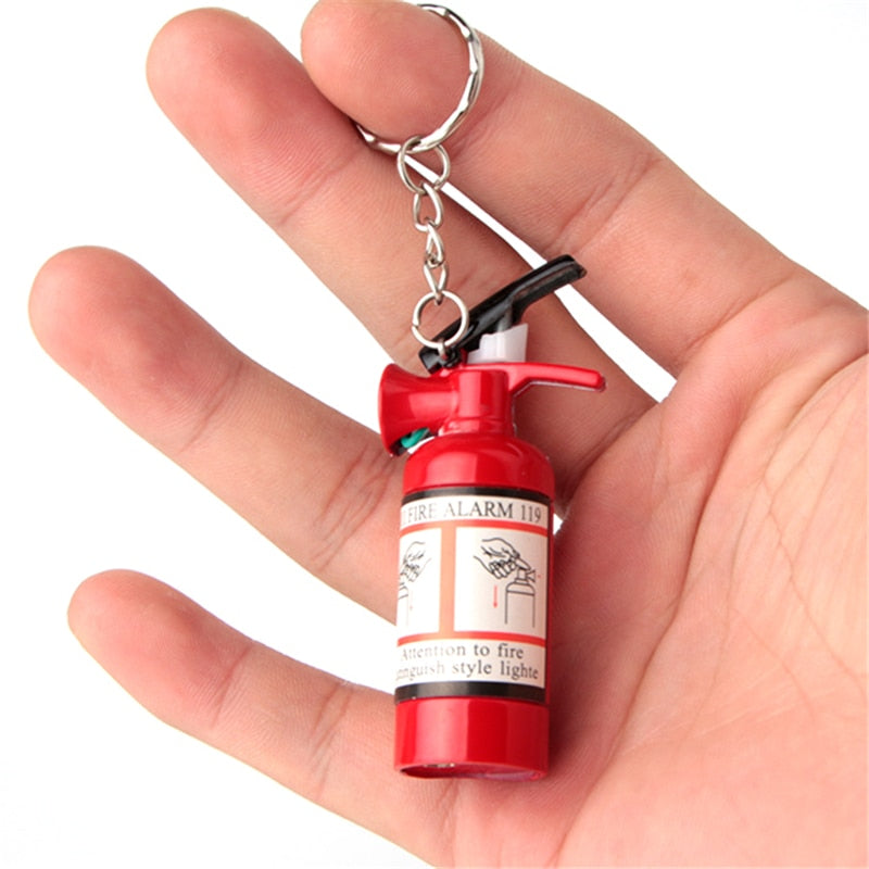 Fire Extinguisher Lighter Keychain with Butane Refill by HitMyNeed