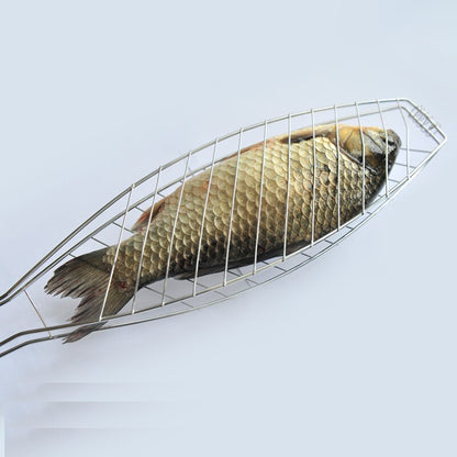 Fish Grilling Basket with Wooden Handle, Stainless Steel by HitMyNeed