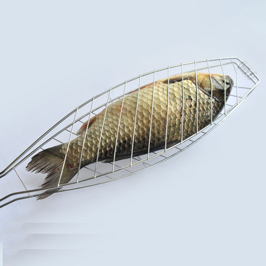 Fish Grilling Basket with Wooden Handle, Stainless Steel by HitMyNeed