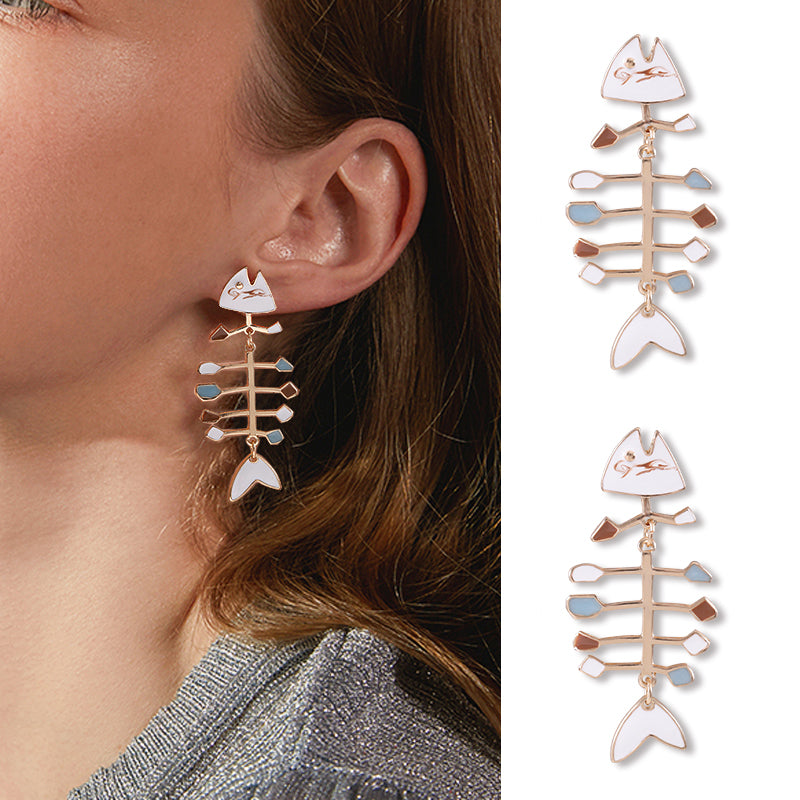 Fish Skeleton Stud Earrings for Women by HitMyNeed