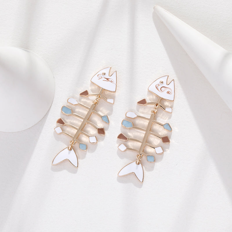 Fish Skeleton Stud Earrings for Women by HitMyNeed