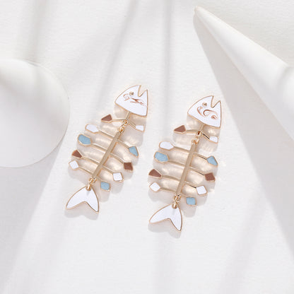 Fish Skeleton Stud Earrings for Women by HitMyNeed