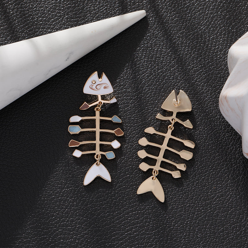 Fish Skeleton Stud Earrings for Women by HitMyNeed