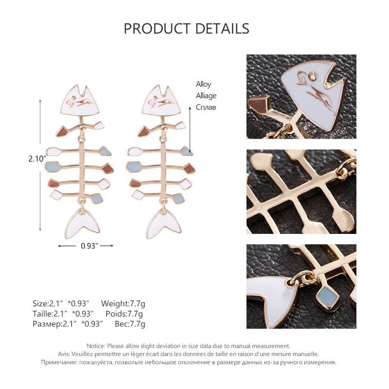 Fish Skeleton Stud Earrings for Women by HitMyNeed