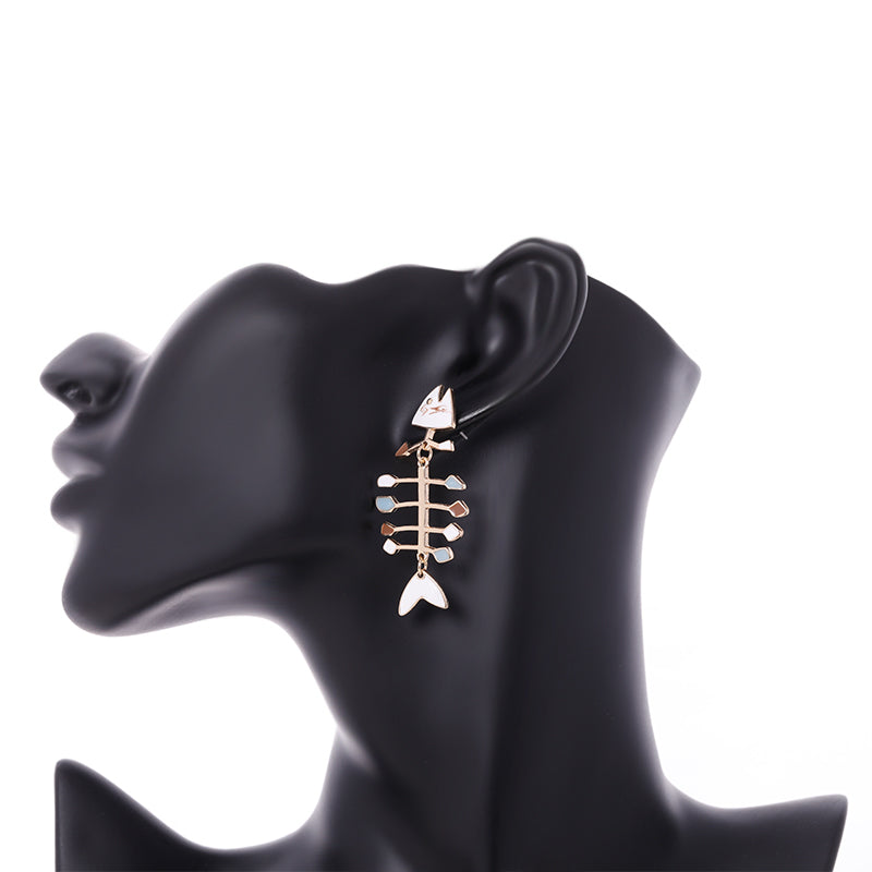 Fish Skeleton Stud Earrings for Women by HitMyNeed