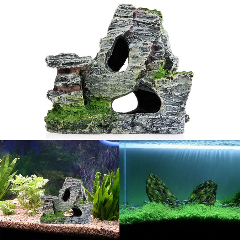 Fish Tank Cave with Realistic Stone Look, Resin 10cm by HitMyNeed