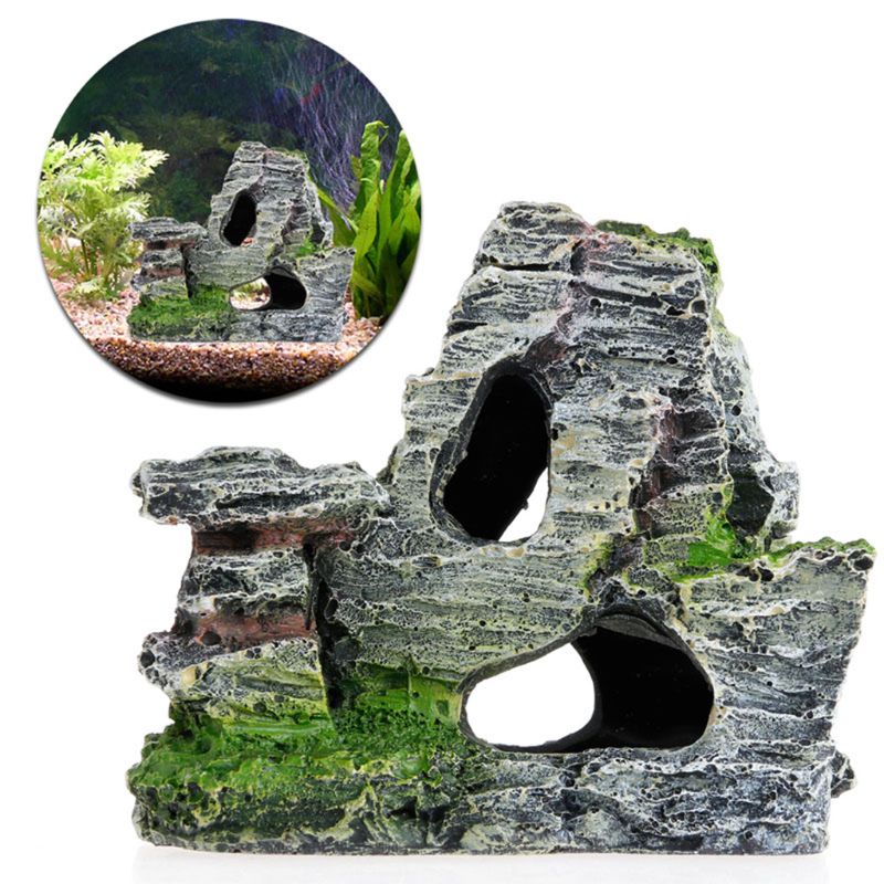 Fish Tank Cave with Realistic Stone Look, Resin 10cm by HitMyNeed