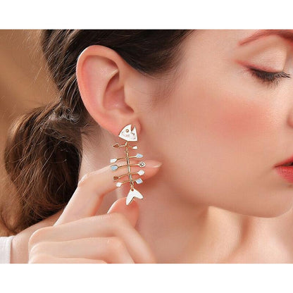 Fishbone Stud Earrings with 925 Silver Posts by HitMyNeed