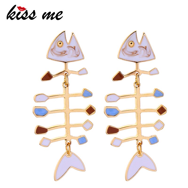 Fishbone Stud Earrings with 925 Silver Posts by HitMyNeed