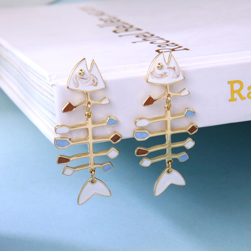 Fishbone Stud Earrings with 925 Silver Posts by HitMyNeed