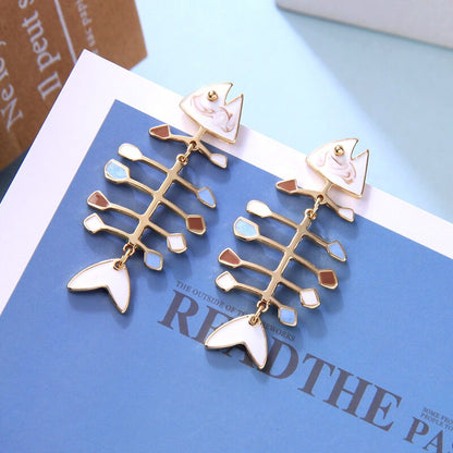 Fishbone Stud Earrings with 925 Silver Posts by HitMyNeed