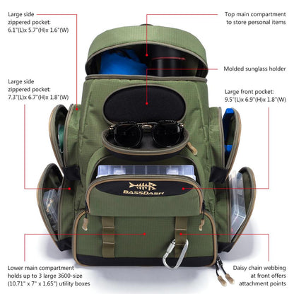 Fishing Tackle Backpack with Multiple Compartments by HitMyNeed