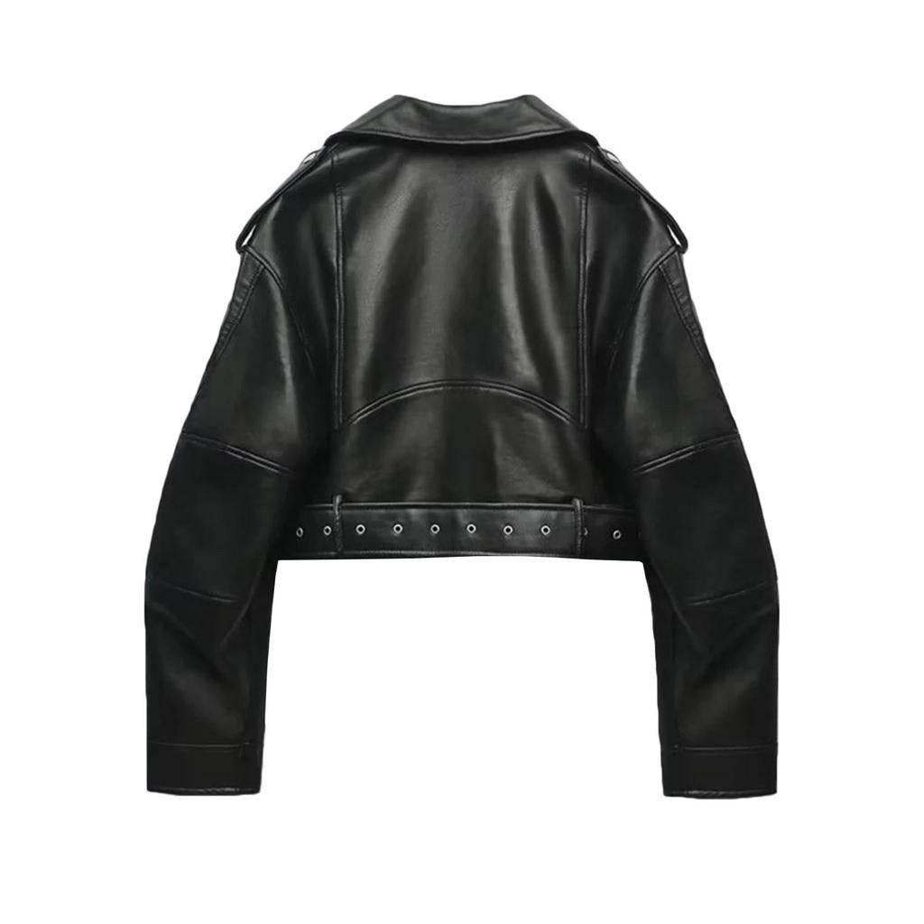 Fitaylor Women's Faux Leather Short Moto Jacket by HitMyNeed