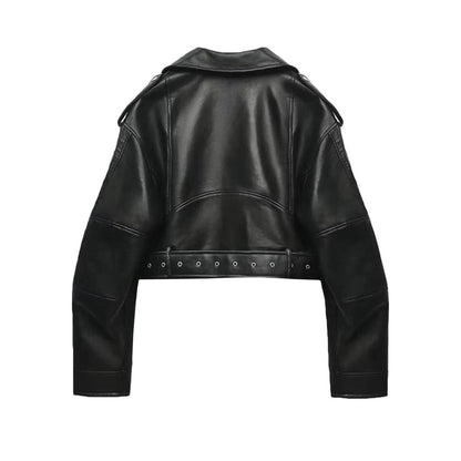 Fitaylor Women's Faux Leather Short Moto Jacket by HitMyNeed