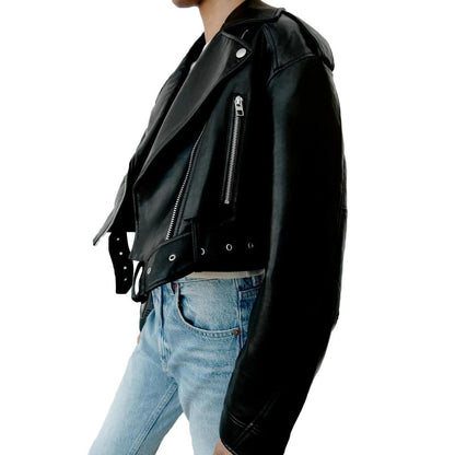 Fitaylor Women's Faux Leather Short Moto Jacket by HitMyNeed
