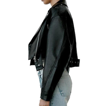 Fitaylor Women's Faux Leather Short Moto Jacket by HitMyNeed