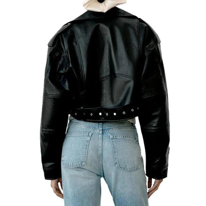 Fitaylor Women's Faux Leather Short Moto Jacket by HitMyNeed