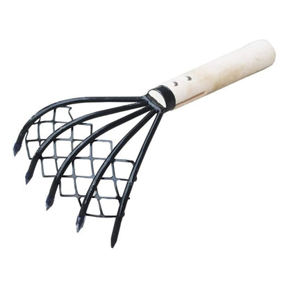 Five Tooth Metal Clam Rake with Wooden Handle by HitMyNeed