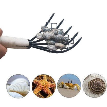 Five Tooth Metal Clam Rake with Wooden Handle by HitMyNeed