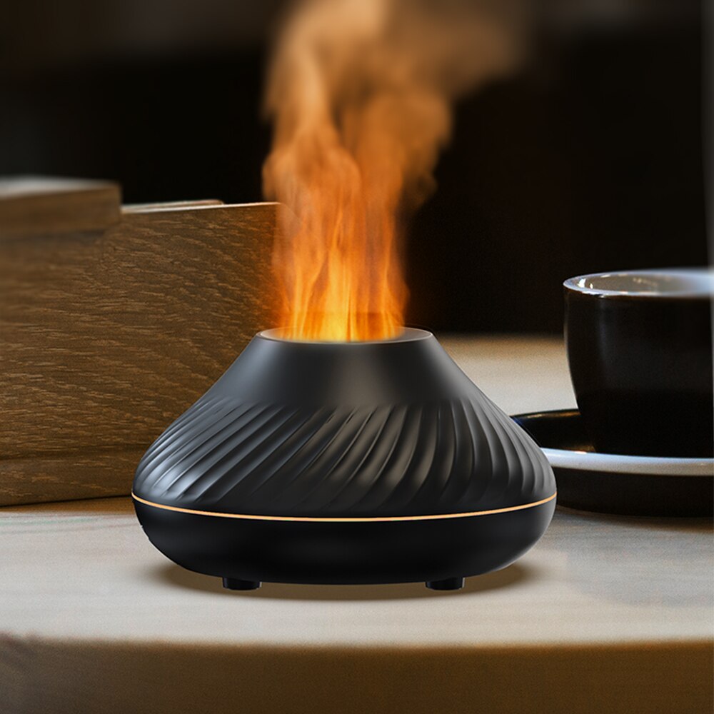 Flame Aromatherapy Humidifier with LED Atmosphere Light black by HitMyNeed