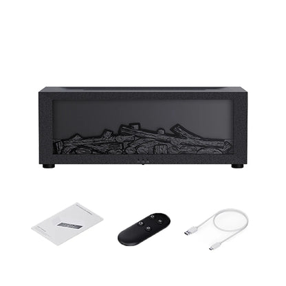 Flame Effect Essential Oil Humidifier with Remote black by HitMyNeed