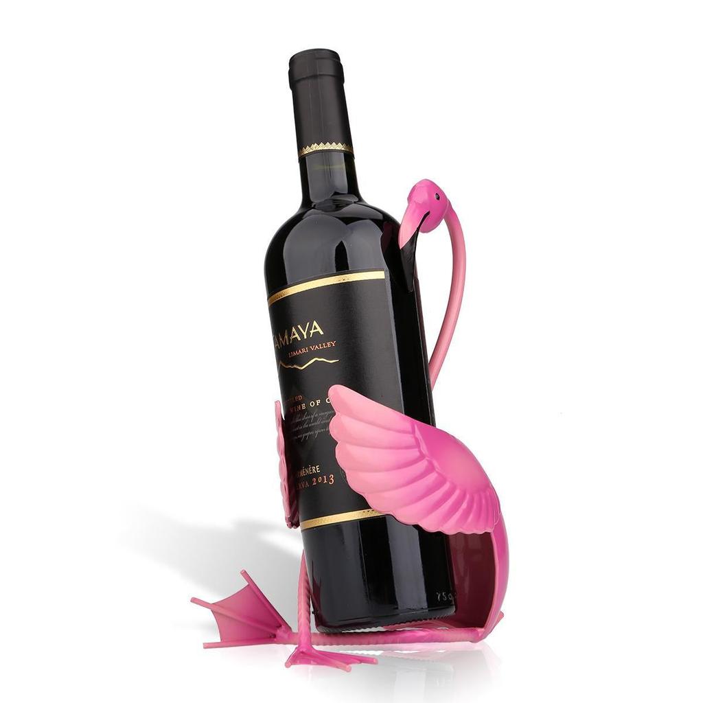 Flamingo Metal Wine Bottle Holder Figurine by HitMyNeed