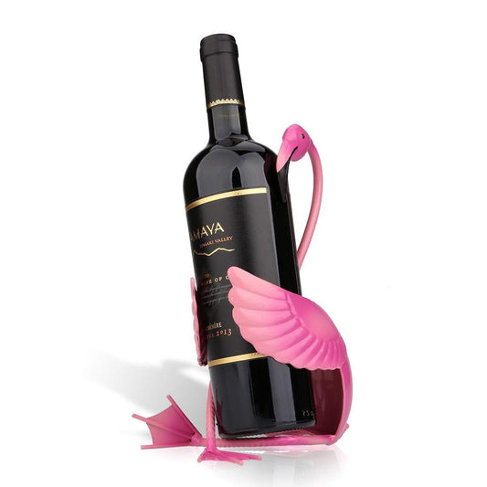 Flamingo Metal Wine Bottle Holder Figurine by HitMyNeed
