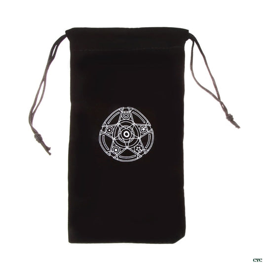 Flannel Drawstring Tarot Card Bag with Pentagram by HitMyNeed