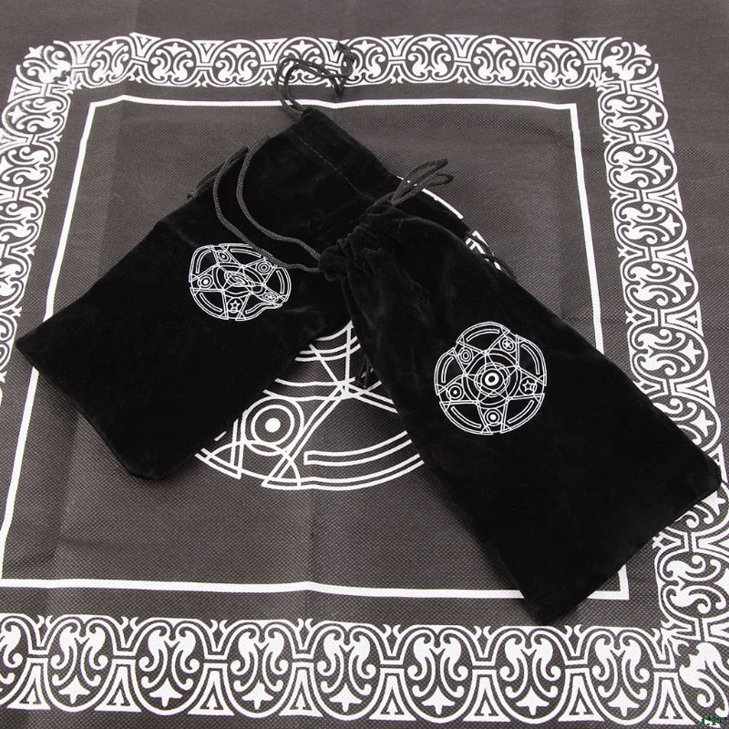 Flannel Drawstring Tarot Card Bag with Pentagram by HitMyNeed