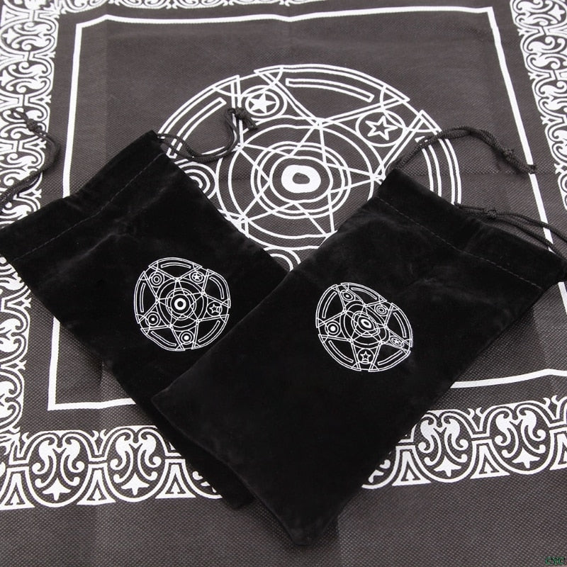 Flannel Drawstring Tarot Card Bag with Pentagram by HitMyNeed