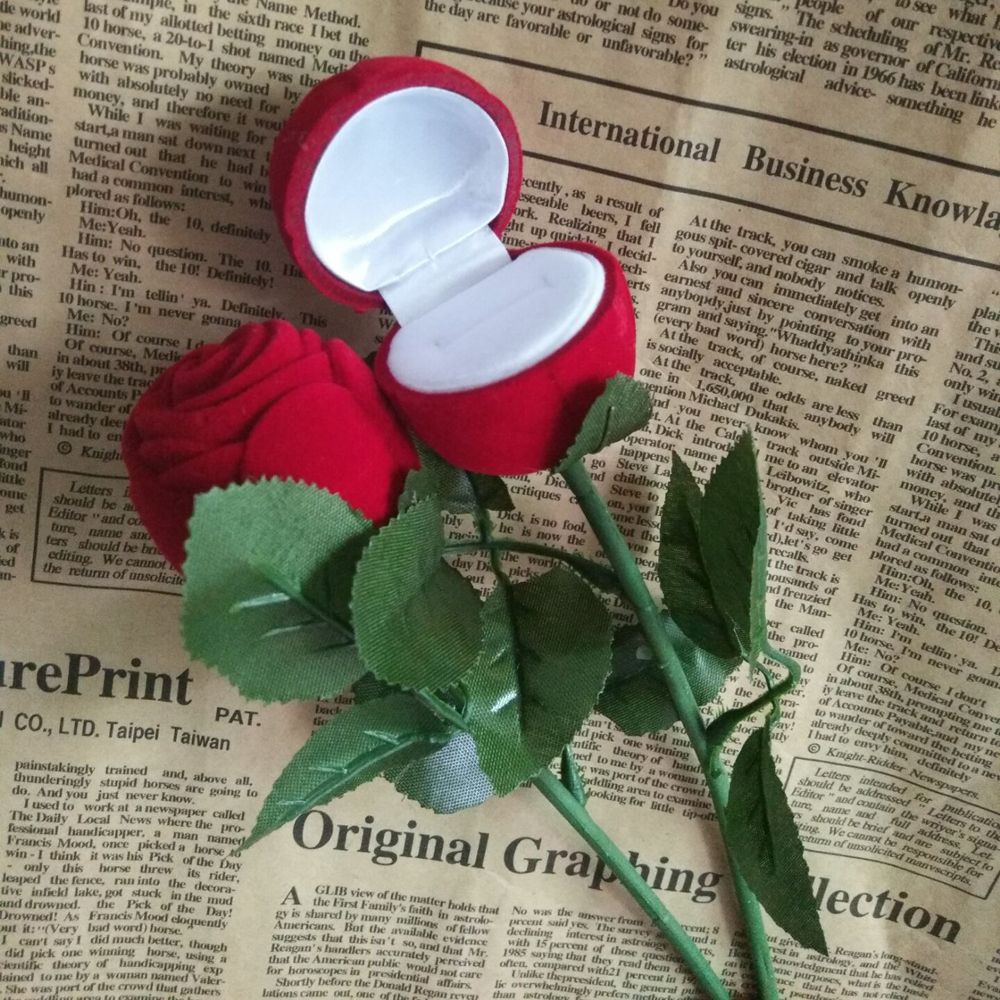 Flannel Long Stem Rose Engagement Ring Box by HitMyNeed