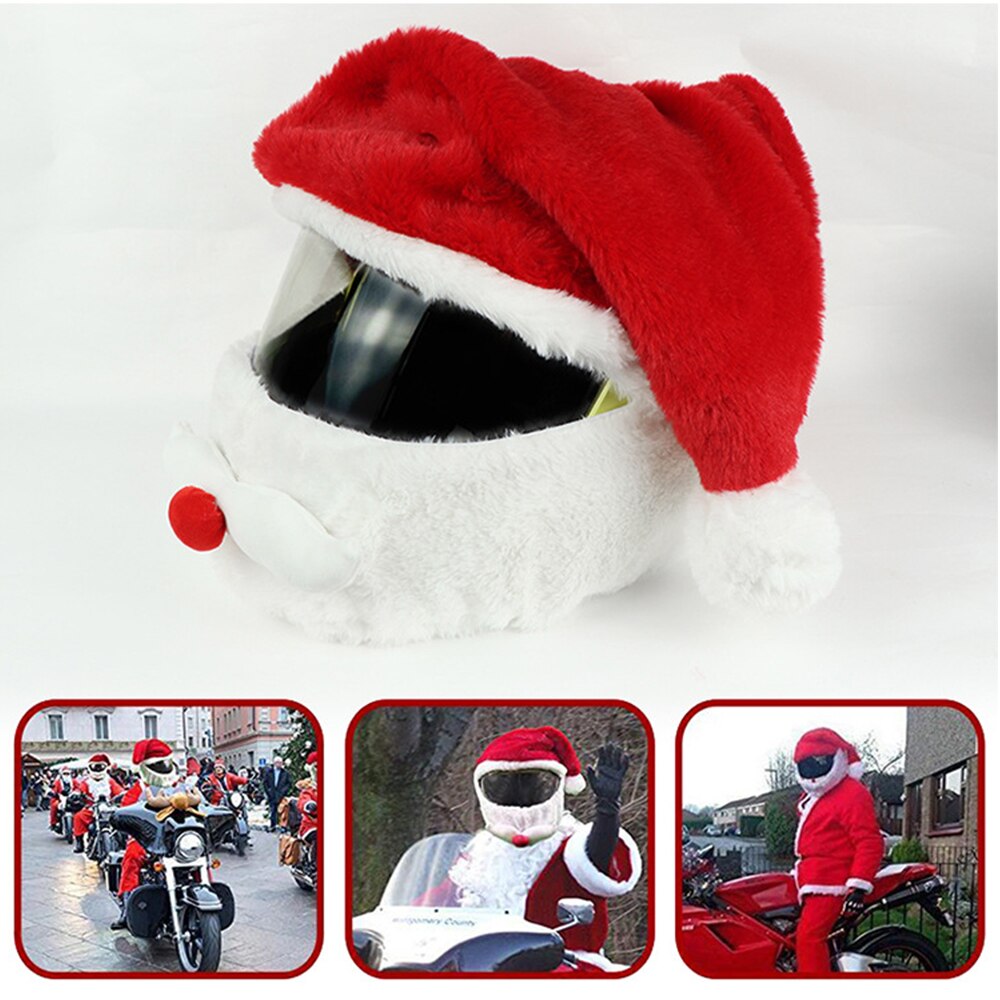 Flannel Santa Helmet Cover for Christmas Rides by HitMyNeed