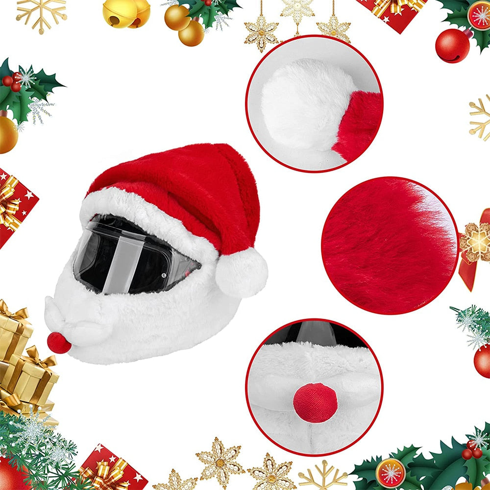 Flannel Santa Helmet Cover for Christmas Rides by HitMyNeed