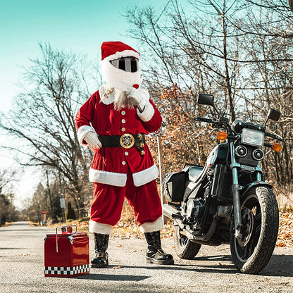 Flannel Santa Helmet Cover for Christmas Rides by HitMyNeed