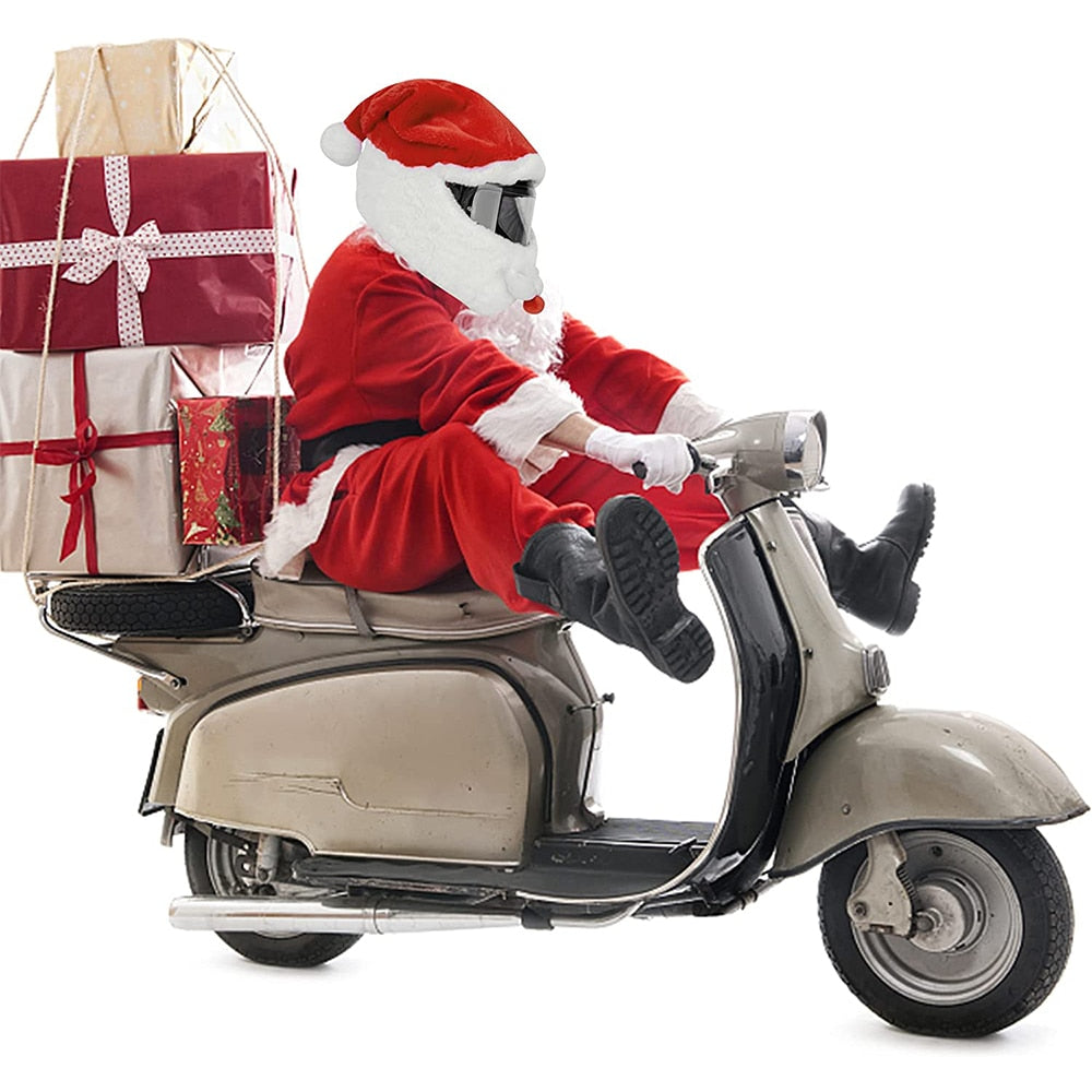 Flannel Santa Helmet Cover for Christmas Rides by HitMyNeed