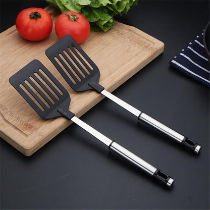 Flat-Tip Nylon Frying Spatula with Steel Handle by HitMyNeed