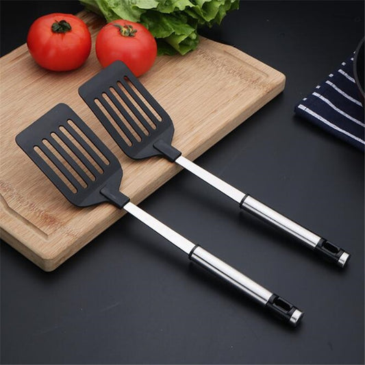 Flat-Tip Nylon Frying Spatula with Steel Handle by HitMyNeed