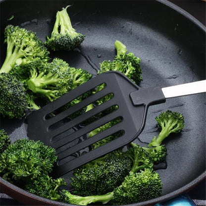 Flat-Tip Nylon Frying Spatula with Steel Handle by HitMyNeed