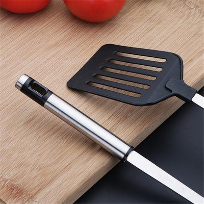 Flat-Tip Nylon Frying Spatula with Steel Handle by HitMyNeed