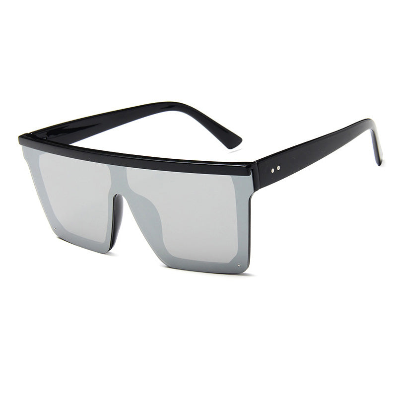 Flat Top Square Purple Mirror Sunglasses UV400 black-silver by HitMyNeed