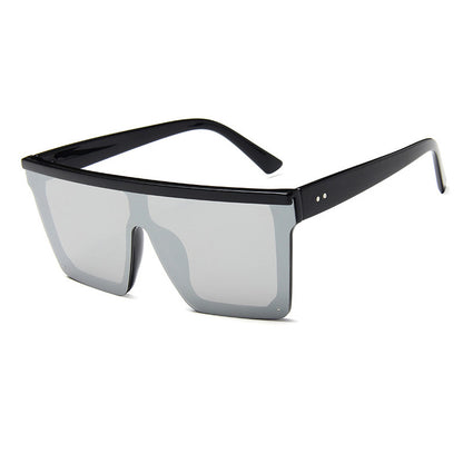 Flat Top Square Purple Mirror Sunglasses UV400 black-silver by HitMyNeed