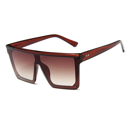 Flat Top Square Purple Mirror Sunglasses UV400 brown-tea by HitMyNeed
