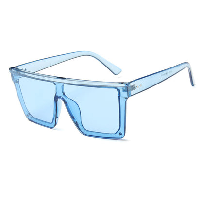 Flat Top Square Purple Mirror Sunglasses UV400 clear-blue by HitMyNeed